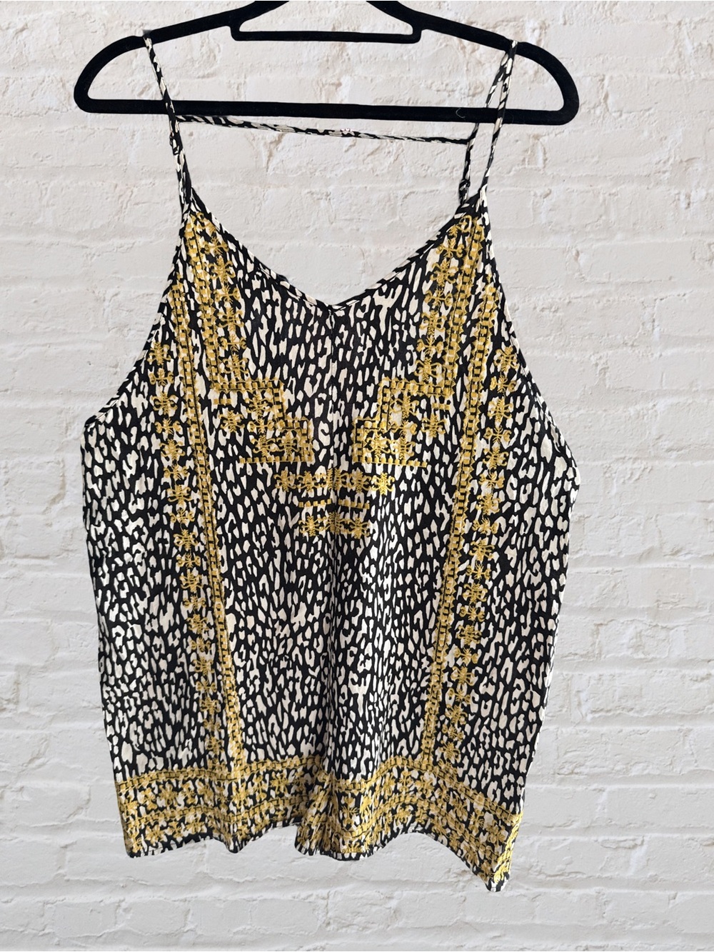 THML romper Black and White Printed Cami with yellow embroidery